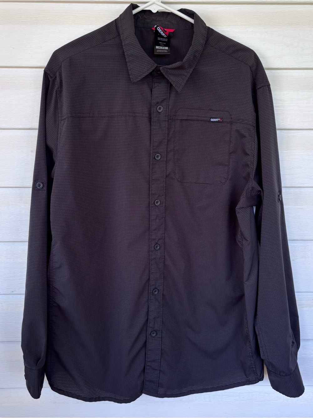 Gerry Men's Long-Sleeve Button-Up Shirt - Charcoal Size XL